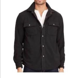 NWT Chaps Men’s Black Fleece Snap Down Shirt Jacket M